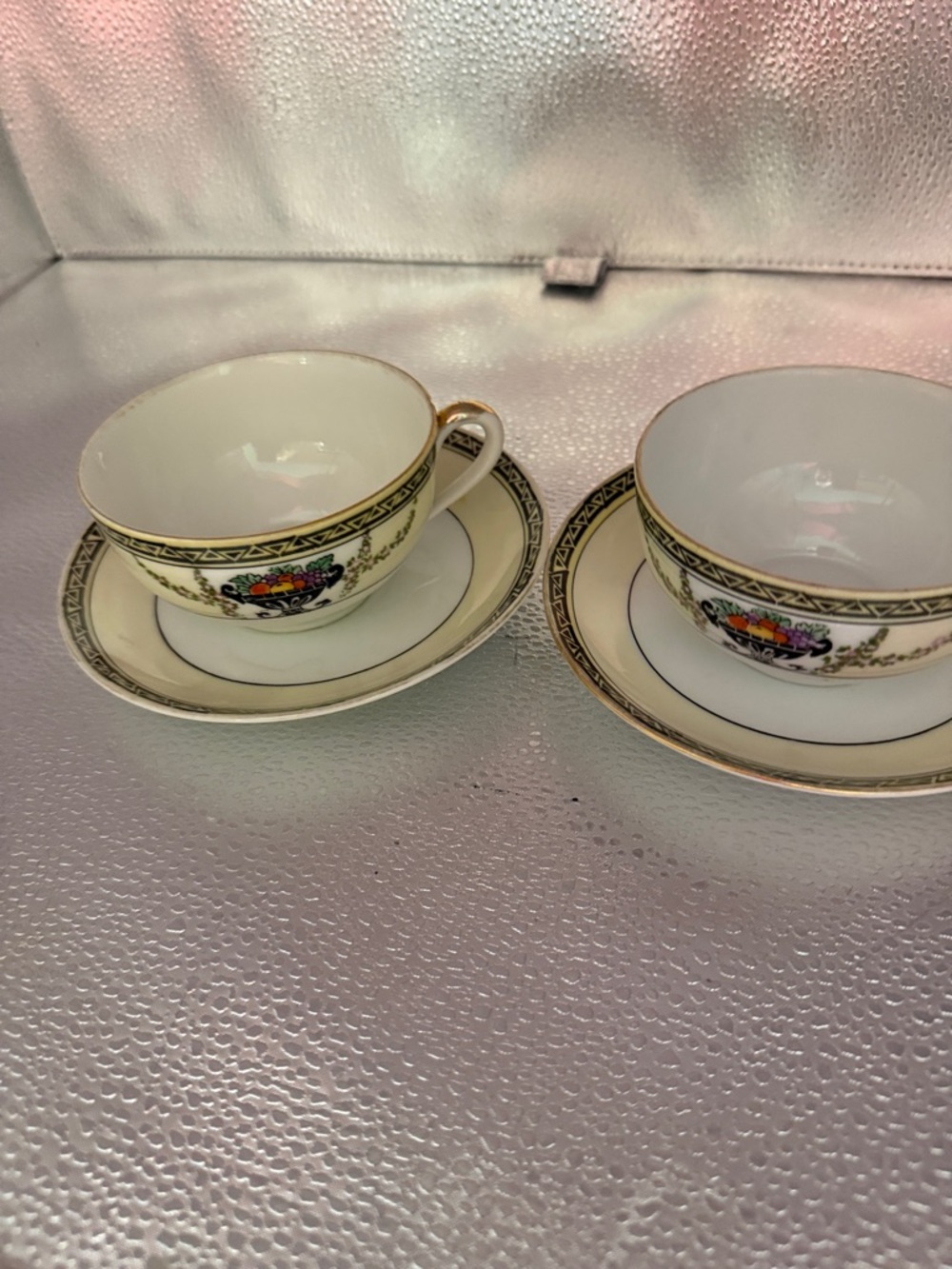 Antique Porcelain Noritake set of 2 cups and saucers